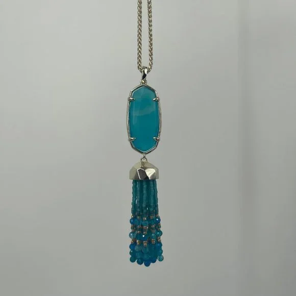 Kendra Scott Gold & Blue Hexagon Howlite Necklace | New With Tags - Picture 3 of 4